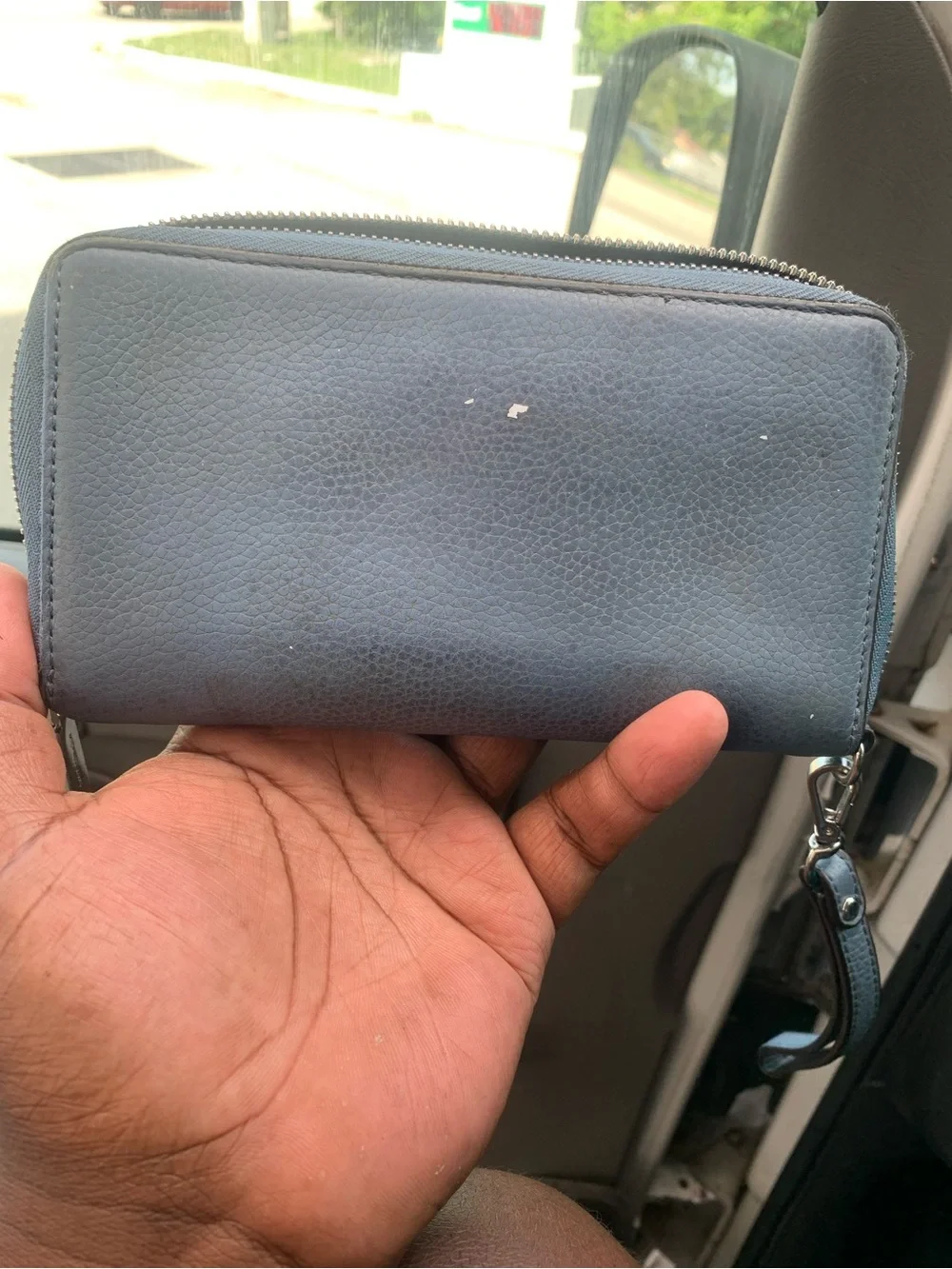 Michael Kors Blue Pebbled Leather Zip Wallet